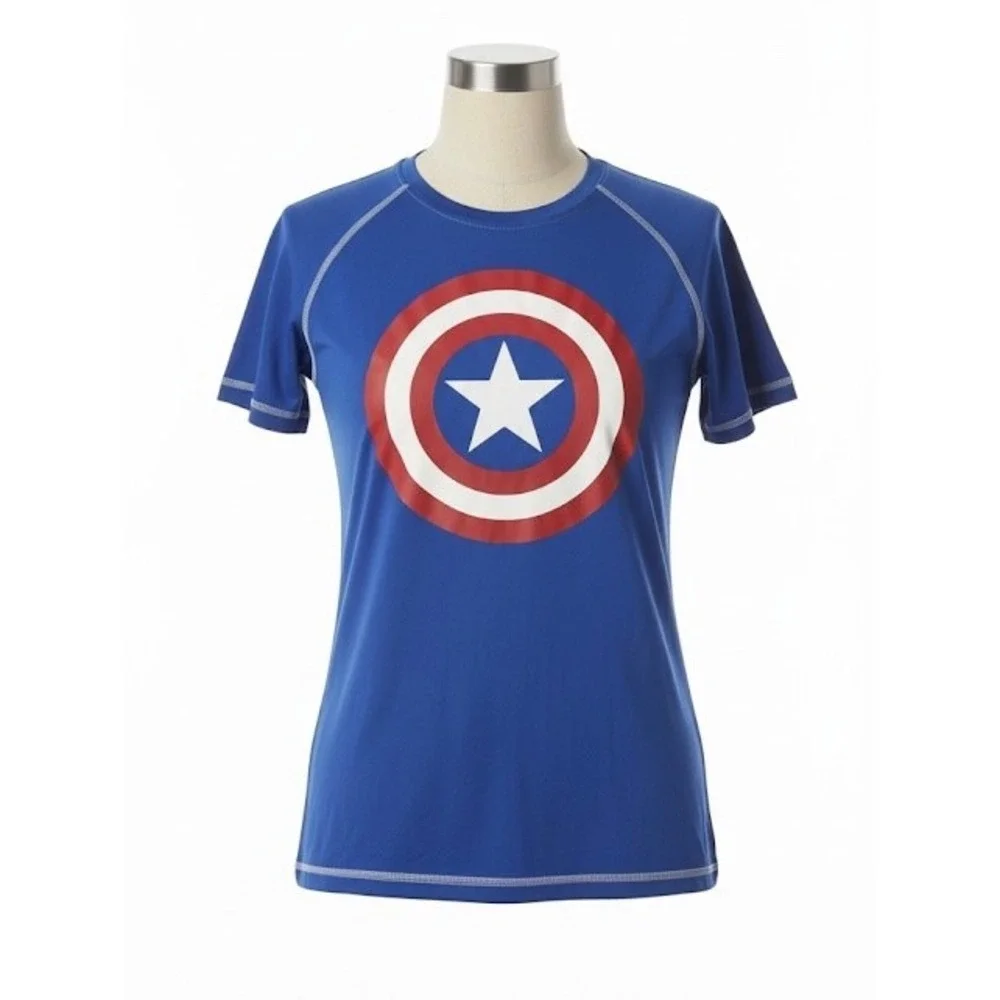 Marvel Captain America Shield Blue Raglan Short Sleeve T-Shirt